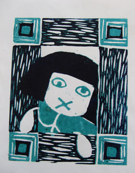 Untitled (Little Girl Lost) (2007) lino print on paper - Pui Lee