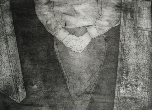 Untitled (man) (2009) etching on paper - Pui Lee