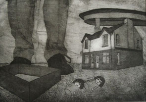 Still Lives series: Falling in Silence (2010) etching on paper - Pui Lee