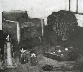 Still Lives series: In Silence (2010) etching on paper - Pui Lee