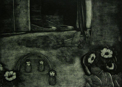Still Lives series: Standby (2011) - etching on paper - Pui Lee