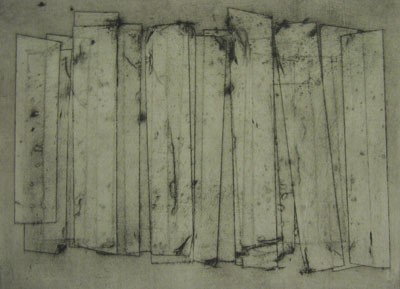 Wall (iv) (2011) collagraph on paper - Pui Lee