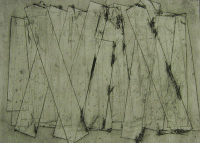 Wall (v) (2011) collagraph on paper - Pui Lee