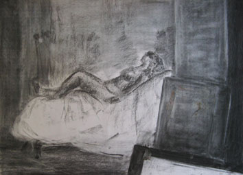 Life Drawing (2007) chalk and charcoal on paper - Pui Lee