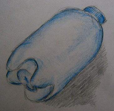 Untitled (bottle) pencil and pencil crayon on paper -Pui Lee