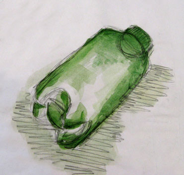 Untitled (bottle) (2004) pencil and watercolour on paper - Pui Lee