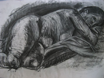 Life Drawing (2005) chalk and charcoal on paper - Pui Lee