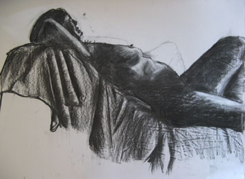 Life Drawing (2006) chalk and charcoal on paper - Pui Lee
