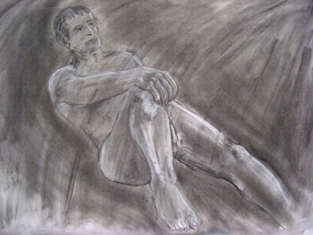 life drawing (2008) chalk and soot on paper - Pui Lee