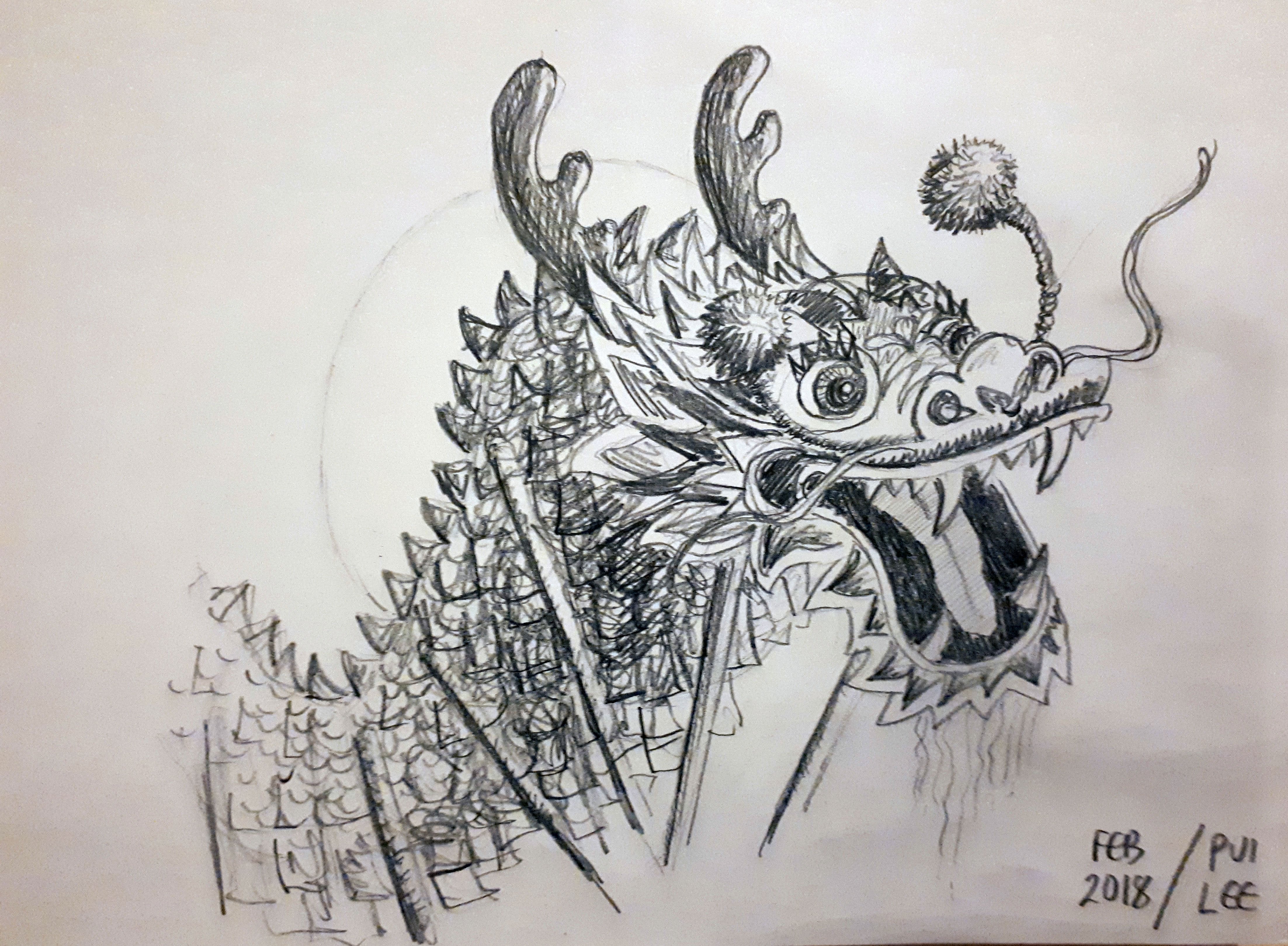 Parade Art Sketch -Carlisle CNY Dragon by Artist Pui Lee (2018)