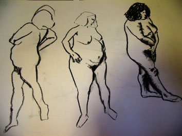 Quick Life Drawing Studies (2005) charcoal on paper - Pui Lee
