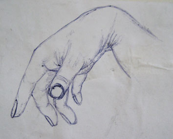 Detailed Study of Hand (2005) biro on paper - Pui Lee