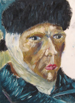 Van Gogh with Lipstick (2006) oil paint on board - Pui Lee