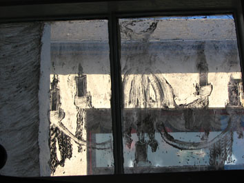 Detail of whitewash drawing window installation (2005) iii