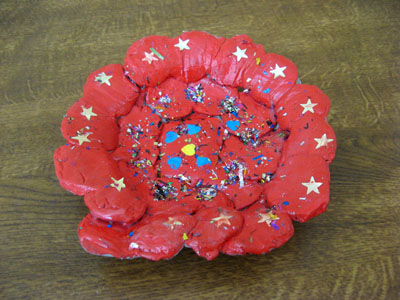 A lovely red clay bowl made by one of my workshop participants.