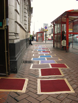 Hopscotch! carpet tiles and duct tape - Pui Lee